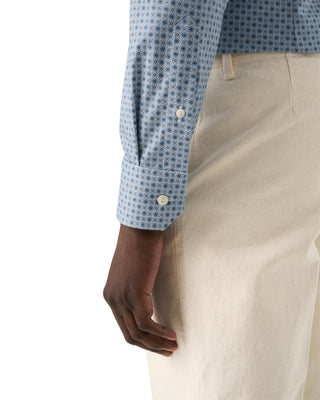 Mid Blue Micro Floral Print Shirt - Slim