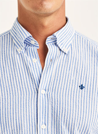 Morris Seersucker Shirt Light Blue - Slim