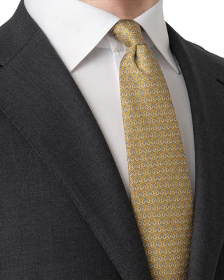 Yellow Geometric Print Silk Tie