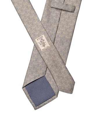 Beige Chain Print Silk Tie