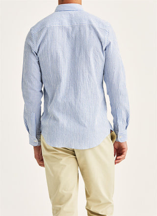 Morris Seersucker Shirt Light Blue - Slim