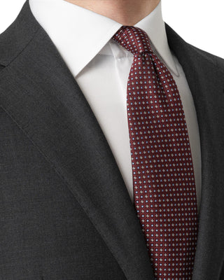 Dark Red Micro Geometric Woven Silk Tie