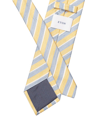 Yellow Striped Woven Linen Silk Tie