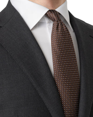 Dark Brown Micro Geometric Woven Silk Tie