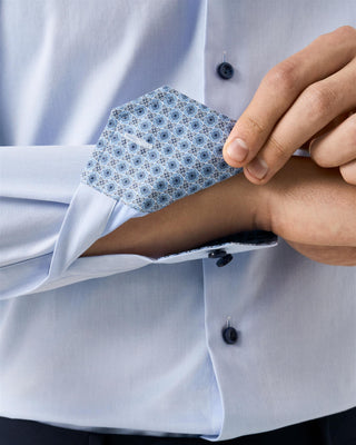 Light Blue Medallion Effect Signature Twill Shirt - Contemporary