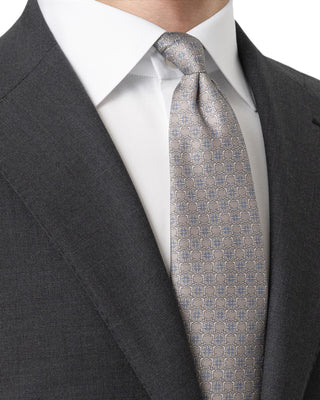 Beige Chain Print Silk Tie