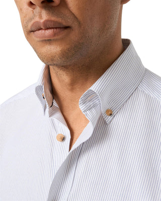 Mid Blue Striped Oxford Shirt