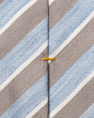 Brown Striped  Woven Linen Silk Tie