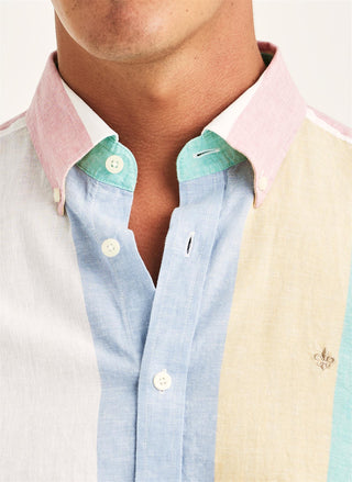 Happy Linen Stripe Shirt Pink - Classic Fit