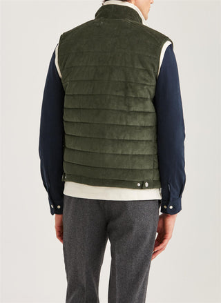 Ted Quilted Cord Vest Olive
