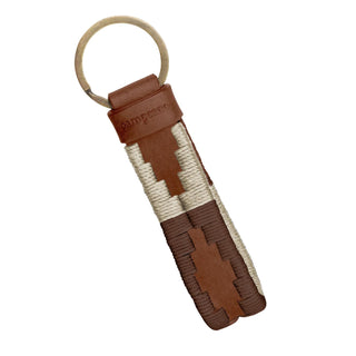 Charro Loop Key Ring - Tan Leather With Cream And Light Brown Stitching