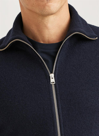 Cork Knitted Zip Jacket Navy