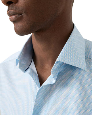 Light Blue Geometric Signature Twill Shirt - Slim
