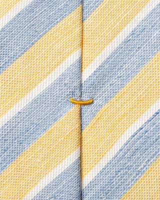 Yellow Striped Woven Linen Silk Tie