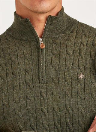 Merino Cable John Zip Olive