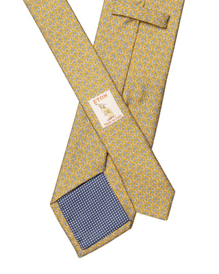 Yellow Geometric Print Silk Tie
