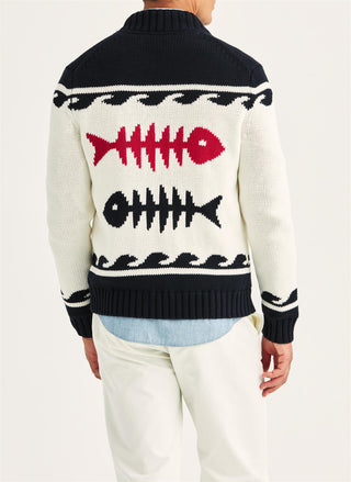 Fishbone Knitted Zip Jacket Off White