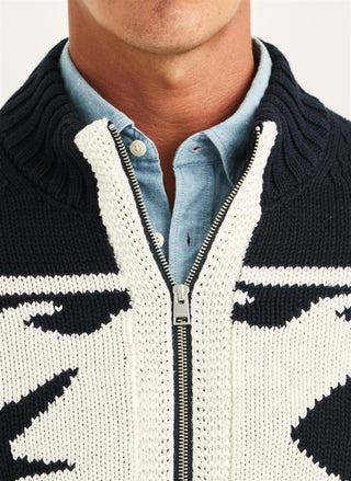 Fishbone Knitted Zip Jacket Off White
