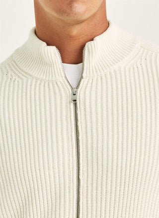Brenton Zip Cardigan Off White