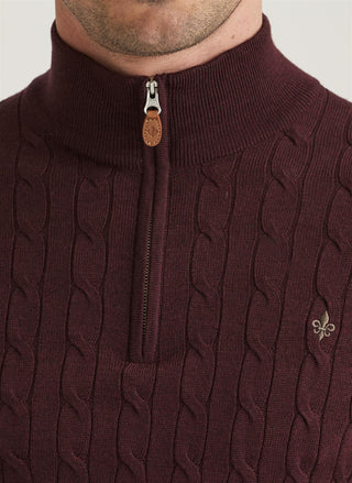 Merino John Zip Wine Red