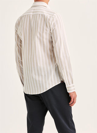 Summer Light Weight Stripe Shirt Khaki - Slim Fit