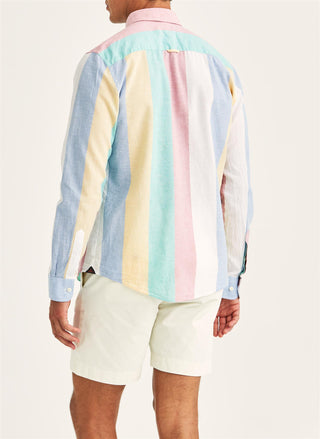 Happy Linen Stripe Shirt Pink - Classic Fit
