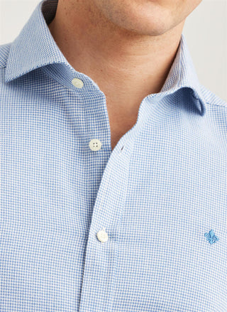 Soft Twill Dogtooth Shirt Blue