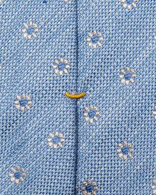 Light Blue Floral Woven Linen Silk Tie