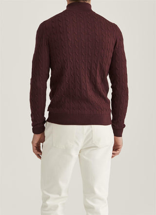 Merino John Zip Wine Red