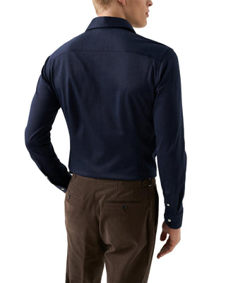 Navy Blue Filo di Scozia Knit Shirt - Slim