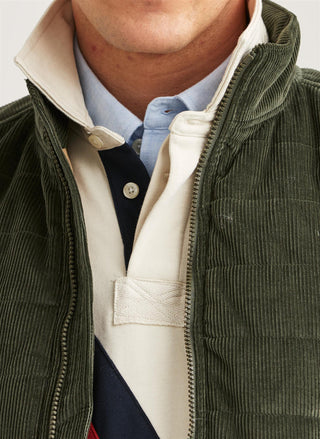Ted Quilted Cord Vest Olive