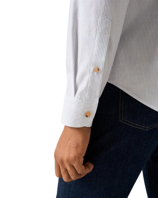 Mid Blue Striped Oxford Shirt