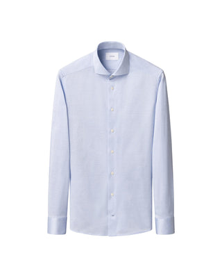 Light Blue Filo di Scozia Knit Shirt - Slim