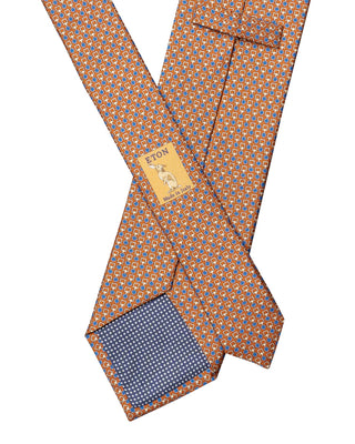 Orange Geometric Print Silk Tie