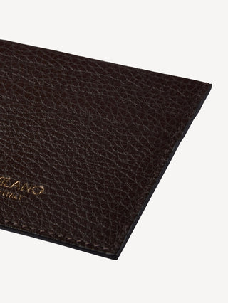 Grain Leather Credit Card Brown